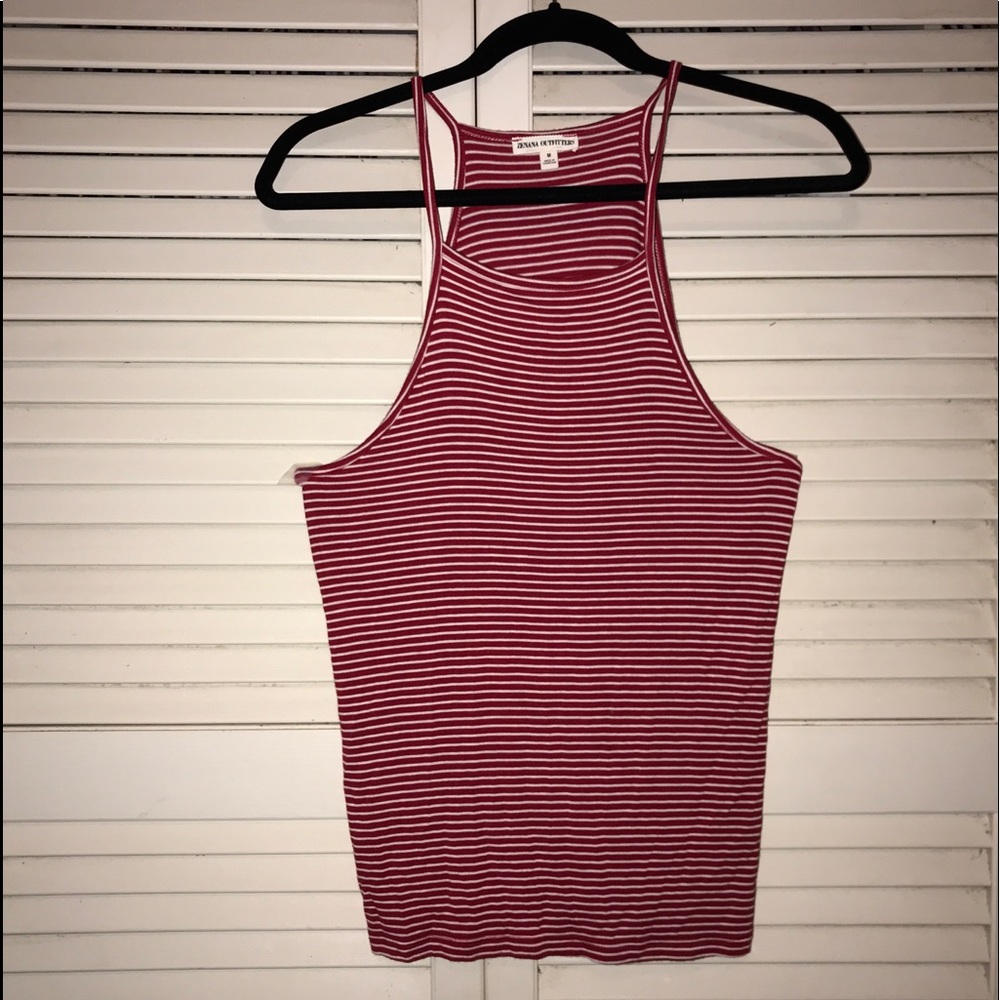 Red and white stripped spaghetti strap tank top